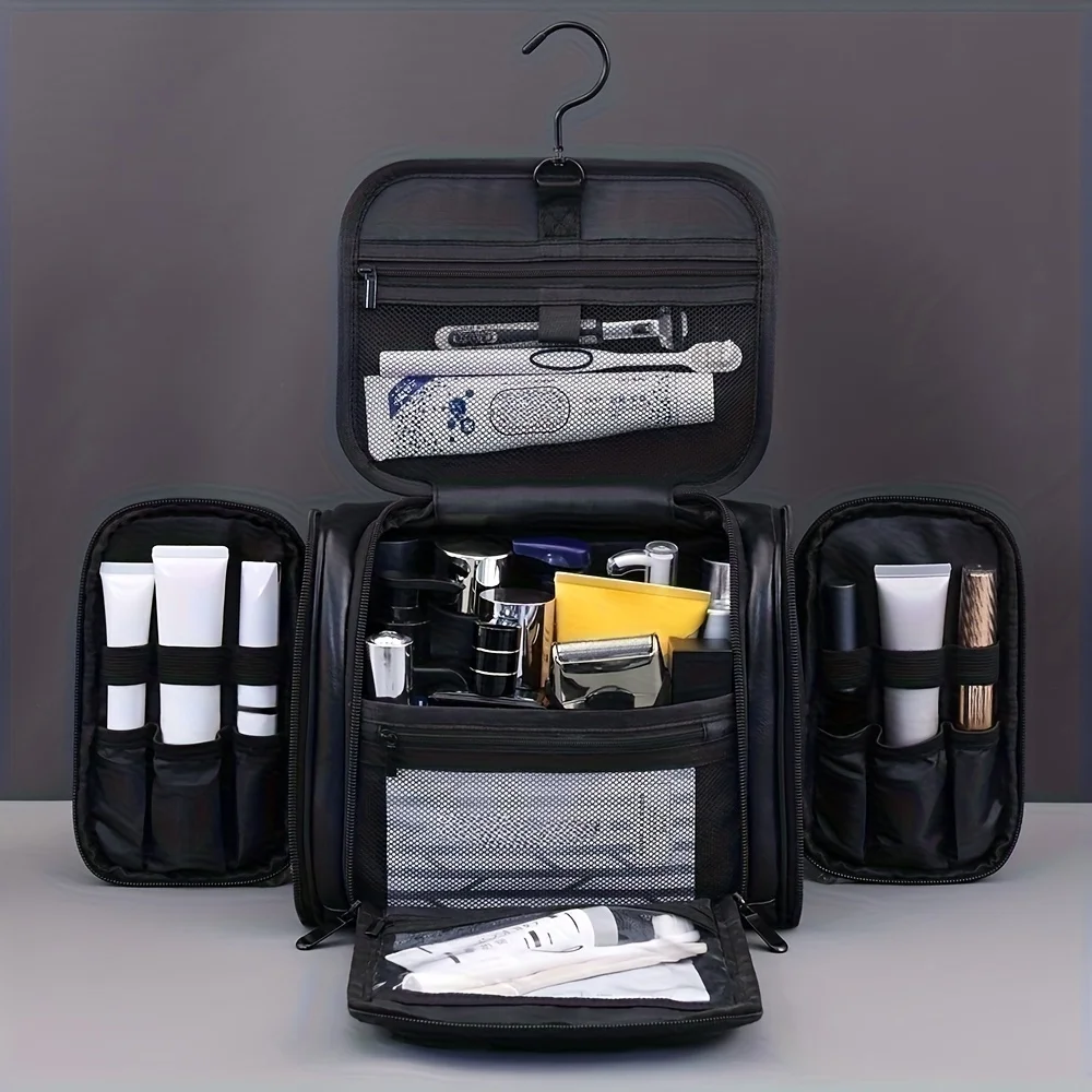 Große Unisex-Reise-Kulturtasche mit Haken, Mehrfach-Fächer-Waschtasche, Ideal für Tägliche Ausflüge, Perfektes Geschenk für Männer und Frauen – Detail 7