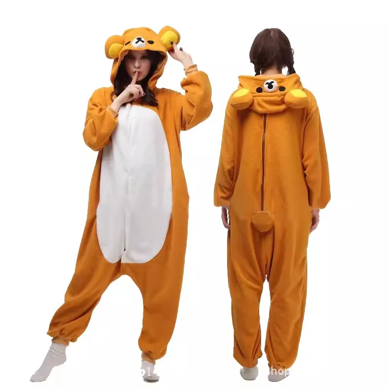 

Anime Jumpsuit Pajamas Japanese Cute Cartoon Character Rilakkuma Kigurumi Bear Sister Adult Kawaii Anime Peripheral Pajamas Gift