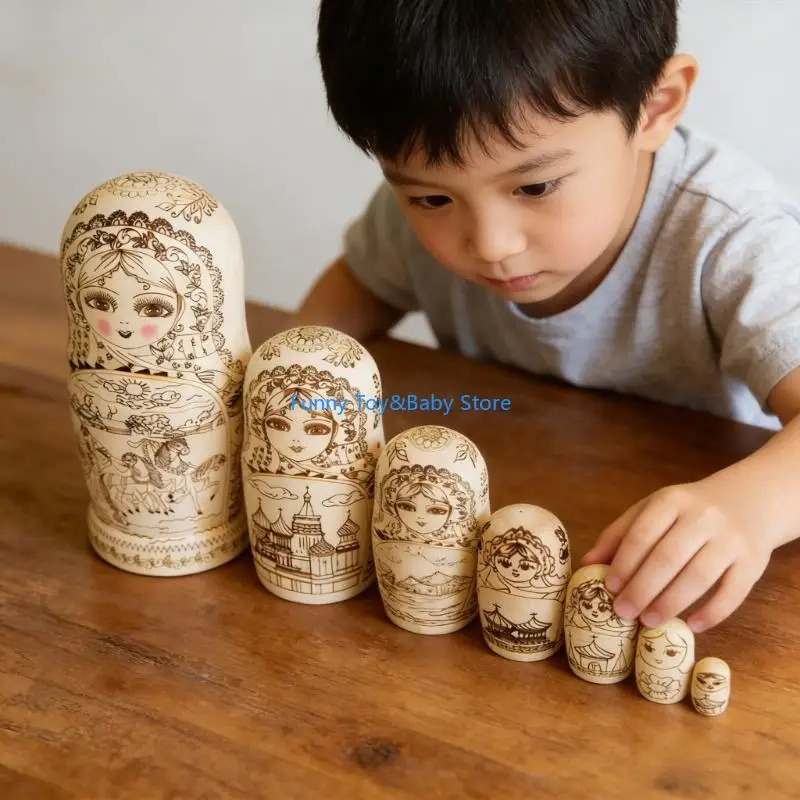 Vẽ tay Búp bê Matryoshka Nga làm tổ với thiết kế 10 lớp dành cho trẻ Học tập sáng tạo Du lịch Quà lưu niệm Cung cấp C90B