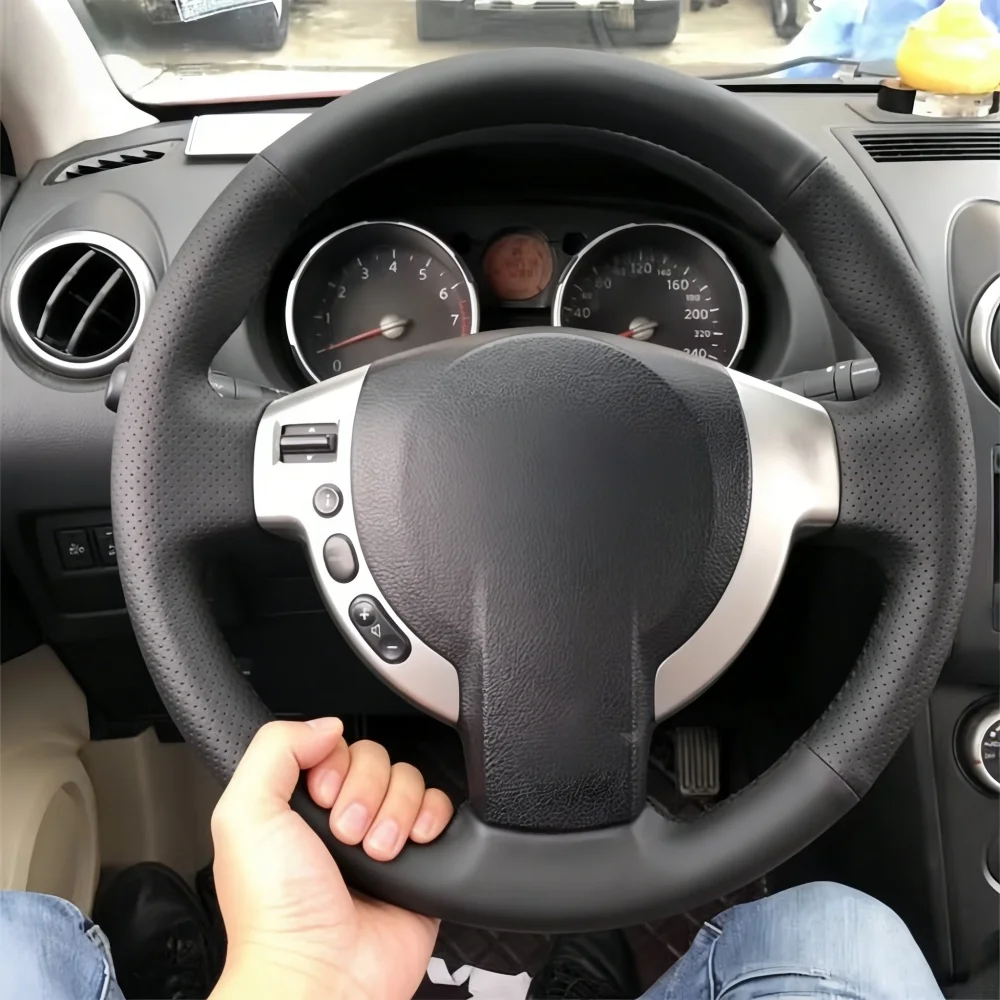 Handgenähter perforierter rutschfester Kunstleder-Lenkradbezug J10 X-TRAIL NV200 2008-2012 für Nissan Qashqai.