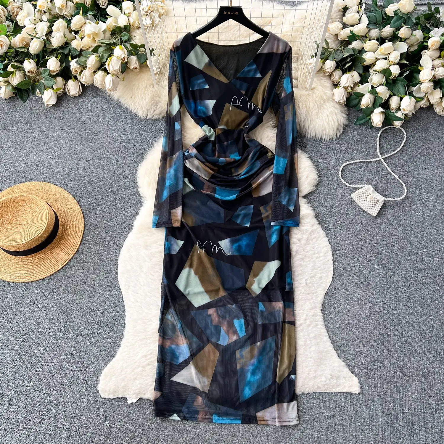 レディースロングドレス ワンピース プリント柄 ベスティド  - Wrap Dress Work のレビューと価格