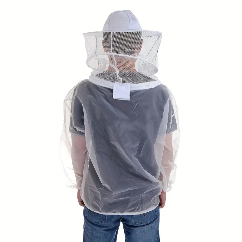 Breathable & Durable Men's Beekeeper Suit - Professional Transparent Protective Jacket with Hooded Veil for Safe Beekeeping