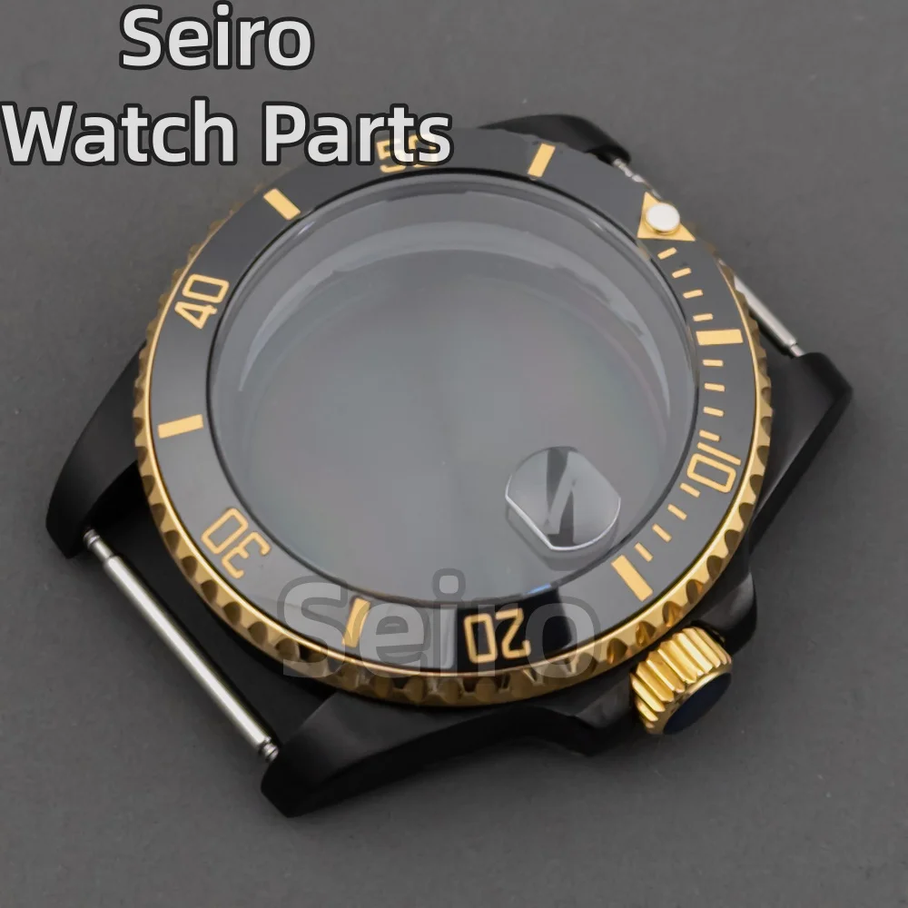 

40mm Watch Case Black Gold PVD Ceramic Bezel For SUB GMT YACHT Nh34 4R Nh35 Nh36 Miyota8215 ETA2824 28.5mm Dial Sapphire Glass