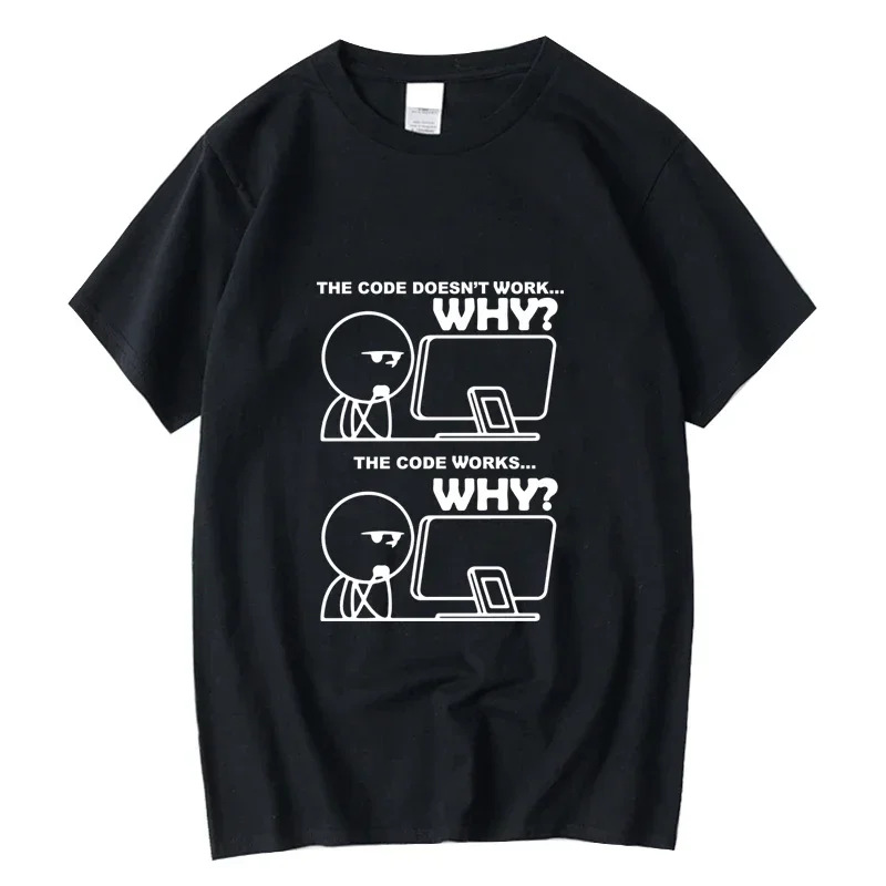 Men's T-shirt 100% Cotton Funny Programmer Print Summer Loose O-neck Cool  for Men Short Sleeve T-shirt Male Tees High Quality