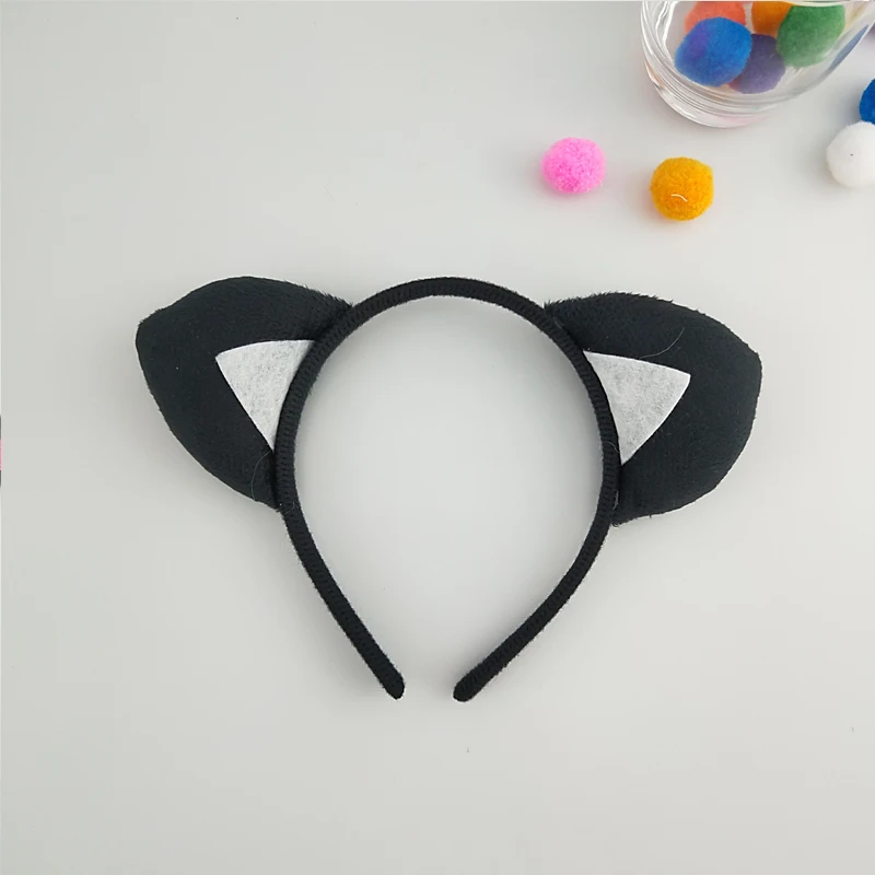 Adult Kids Party Black White Pink Cat Ear Headband Tail Tie Skirt Tutu Animal   Plush  Halloween Costume Cosplay