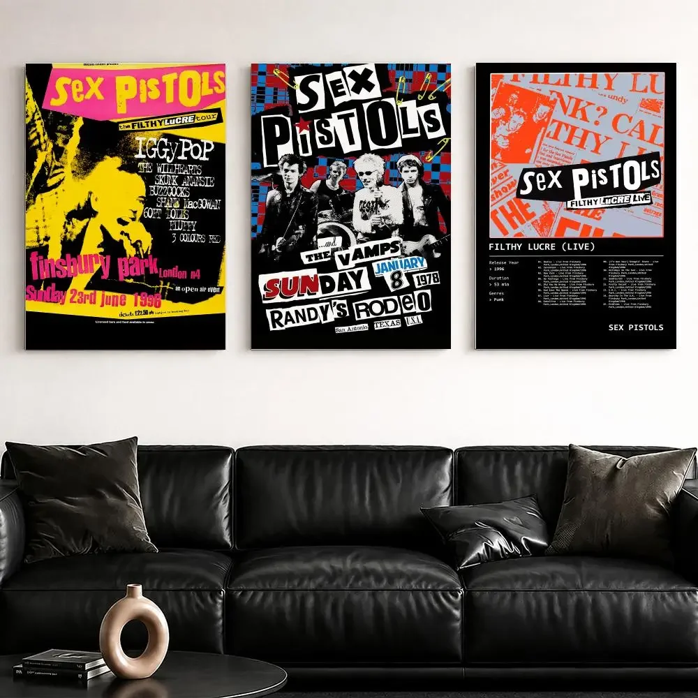 Band Album S-Sex P-Pistols Framed Wall Painting Ready to Hang Canvas Poster Wall Art for Bedroom Living Room Hallway Home Decor