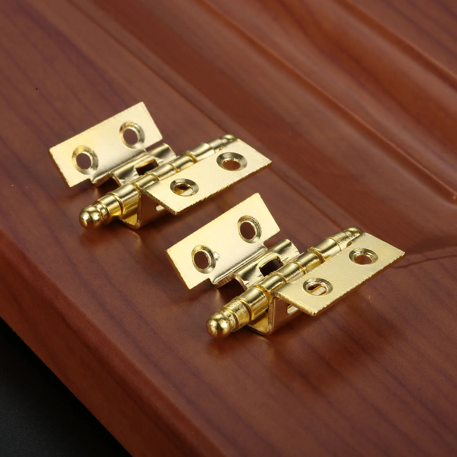 2pcs/set Hinges Double Folded Crown Hinge 40mm 8 Holes Gold Round Bead Head w/screws Cabinet Door Decor Vintage Wood Jewelry Box