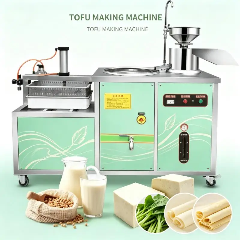 Commercial Tofu Machine Automatic Soybean Grinder Soy Milk Cooker Bean Curd Processing Equipment