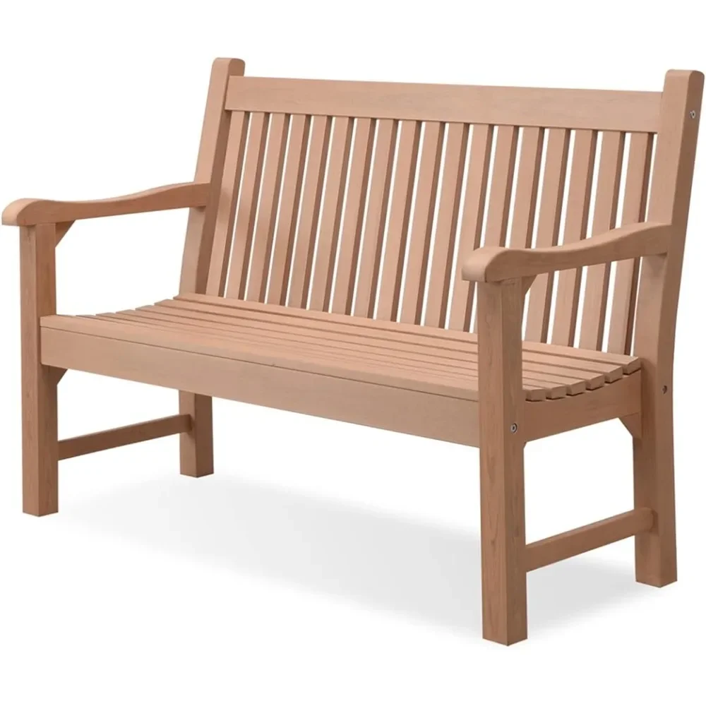 

Garden Bench, Two Person Polymer Terrace Bench, Commemorative Bench, Suitable for Gardens, Porch, and Parks (teak Color)