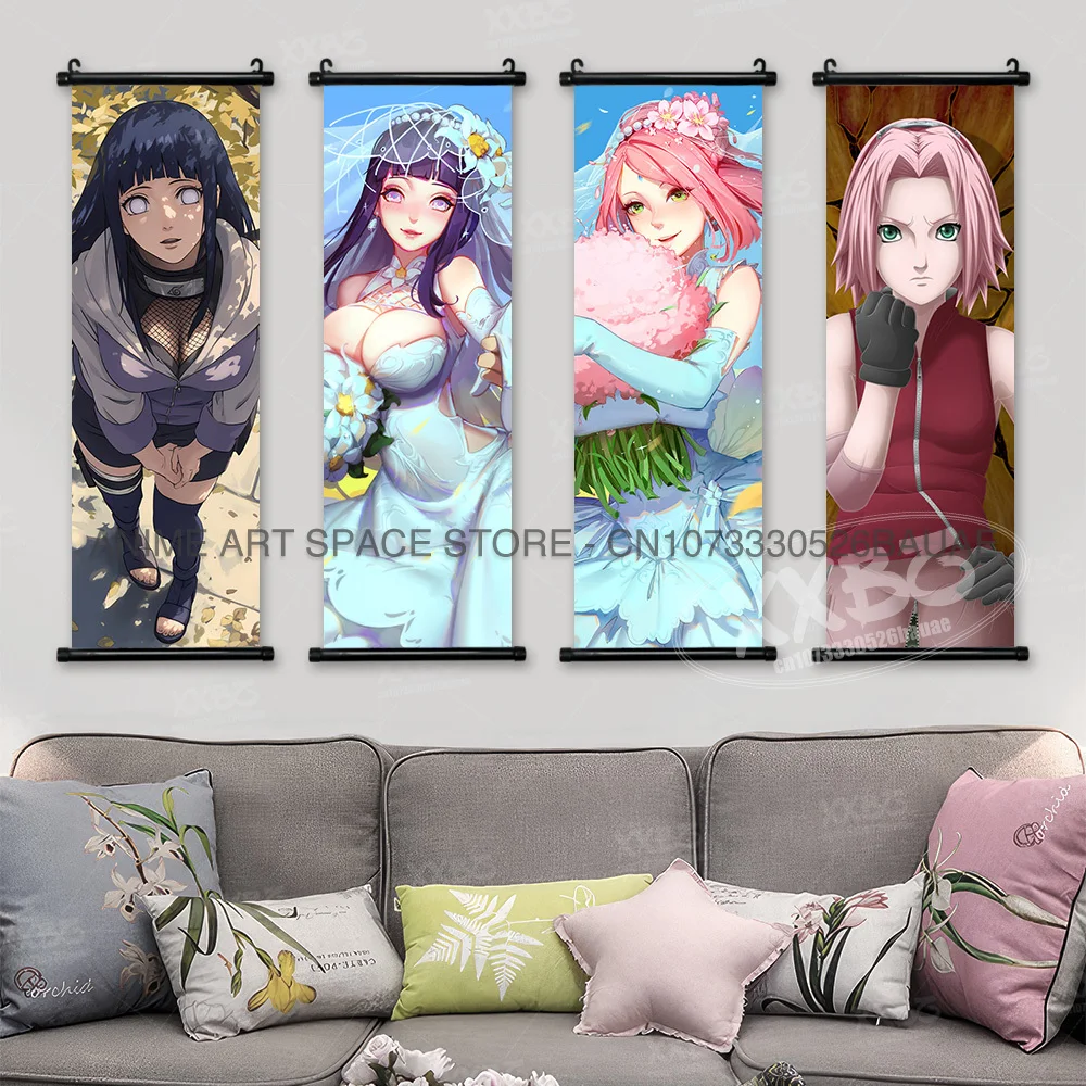 Uzumaki Naruto Hangings Paintings Uchiha Sasuke Home Decor Wall Hatake Kakashi Scrolls Pictures Art Hyuuga Hinata Anime Posters