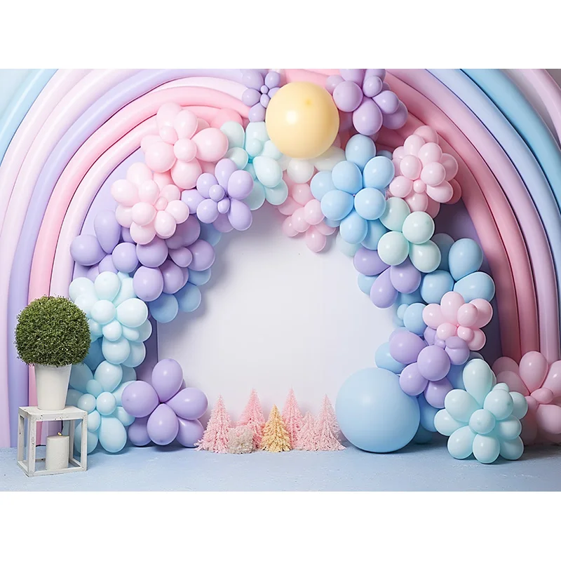 Arco-íris balão arco fotografia fundo, cenários adereços, adorável decoração pastel, estúdio de fotografia, festa de aniversário, CA-02