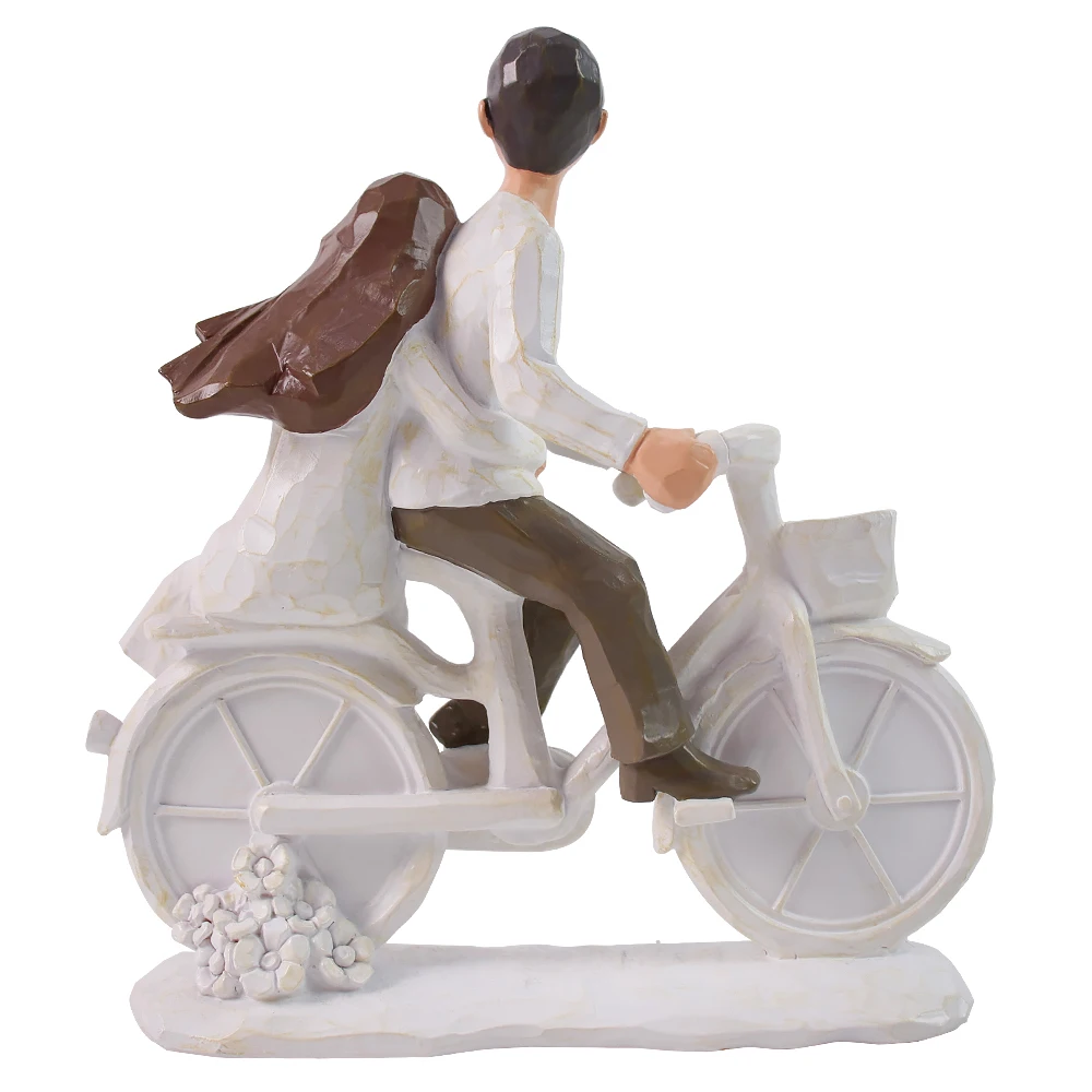 Romantic Couple Figurines in Love, Hand Painted Lover Statues Couple Sculptures to Remember Beautiful Moment - Bicycle Lovers