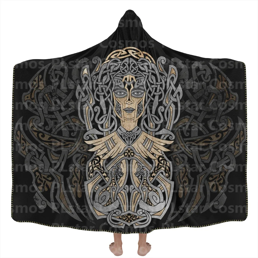 Skadi Hooded Blanket 3D All Over Printed Wearable Blanket for Men and Women Adults Kids Fleece Blanket