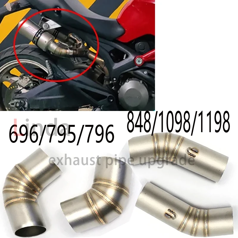 For Ducati monster 696/795/796 848/1098/1198 motorcycle exchaust system exhaust pipe Middle Section Stainless steel pipe