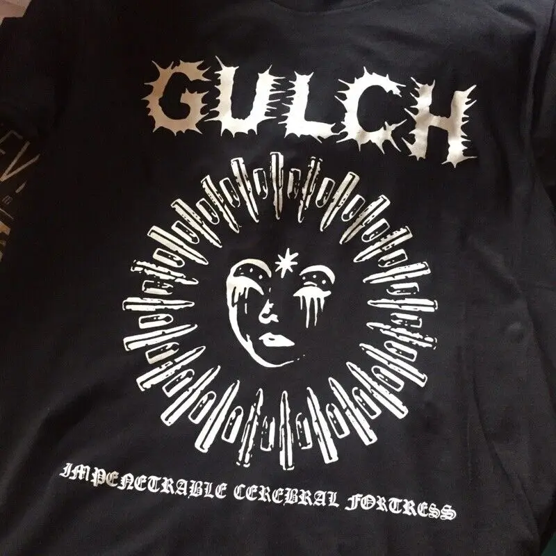 Vtg Gulch Band Bullet Circle Cotton Black Full Size T Shirt AA1388