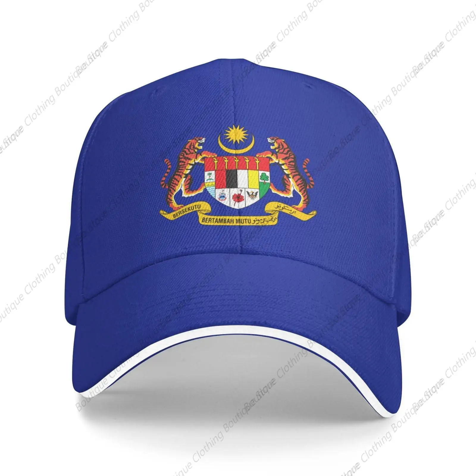 

Malaysia National Emblem Hat Support Malaysia Coat of Arms Baseball Cap Malaysian Hat for Women Men Adjustable Hat Blue