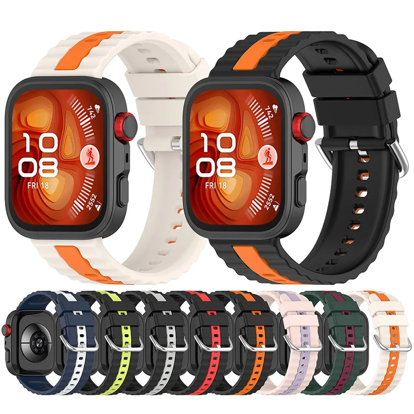 

2-цветный силиконовый ремешок для часов с пряжкой, волнистый ремешок 5,5-8,7 дюймов для HUAWEI Watch Fit4/Watch Fit4 Pro/Watch Fit3, аксессуары