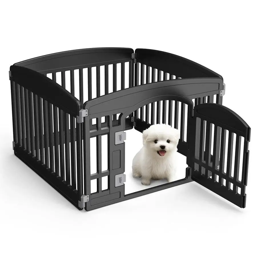 

Манеж для собак 4-х секционный, 24 дюйма, безопасный, для дома и улицы, складной, портативный, 35 x 35 x 24 дюйма, идеально подходит для маленьких и средних собак, прост в использовании.