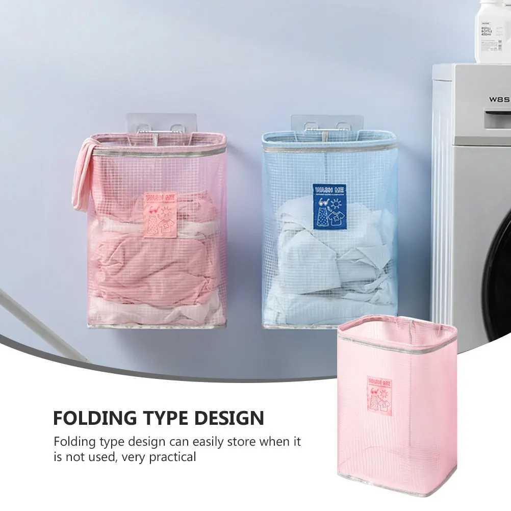 

1pc Wall Mounted Clothes Storage Basket Foldable Premium Nylon Laundry Bin For Bathroom Bedroom Wardrobe Use Lightweight