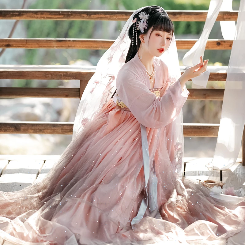 Chinese Dress Song Dynasty Hanfu Chest-length Skirt Elegant Fairy Wide-sleeved Hanfu Cosplay Summer 2022 Victorian Clothing