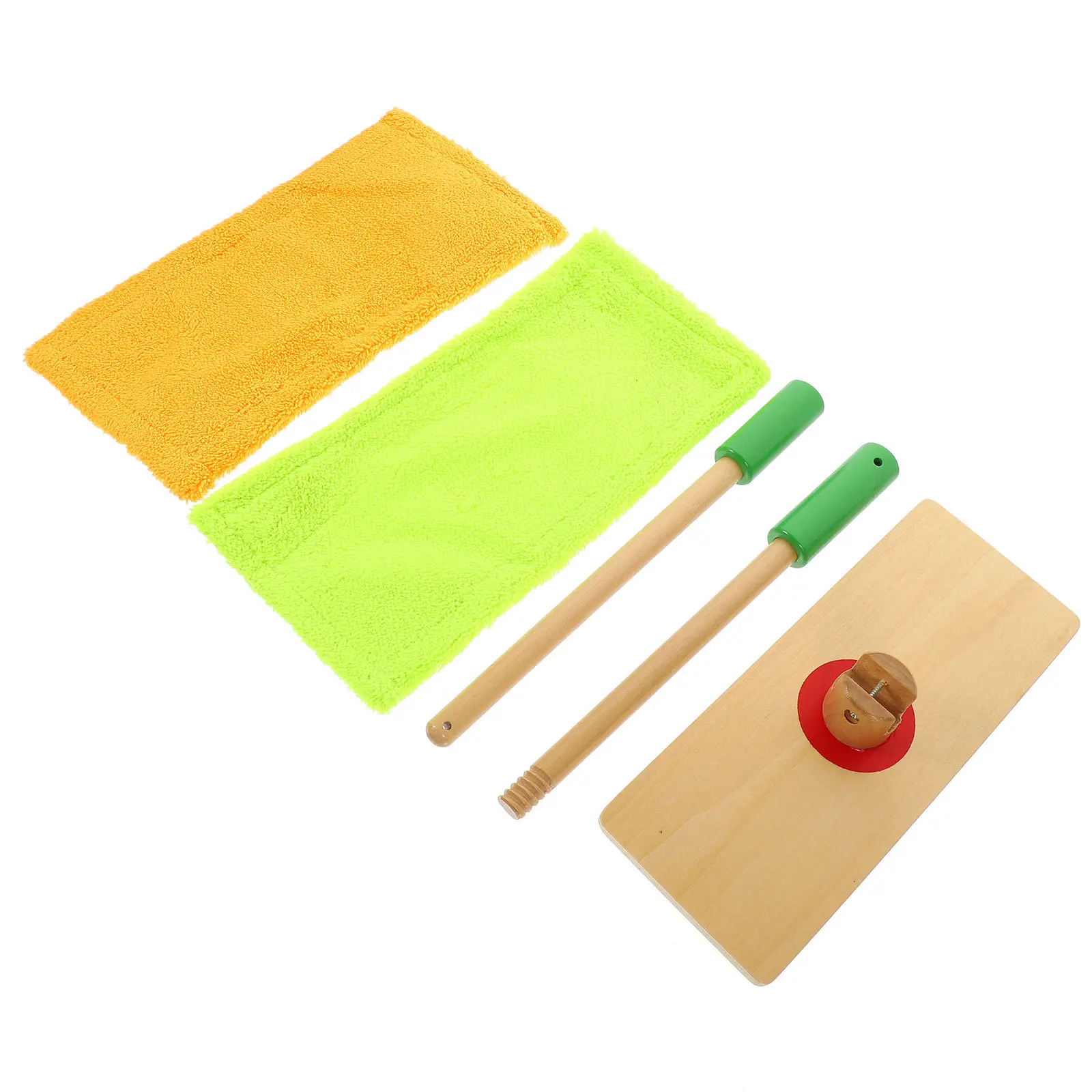 1 Set Detachable Wooden Mop Kids Simulation Cleaning Tools Toddler Playset Pretend Play Supplies Baby Hand Mop Sweeping Set
