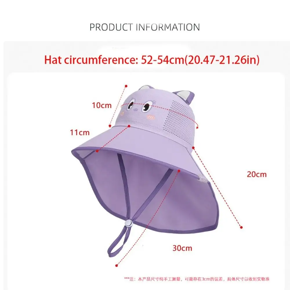 Big Brim Baby Fisherman Hat Cartoon Extended Shawl Kids Sunscreen Hat Neck Cover Bucket Cap Children Beach Cap Sun Visor