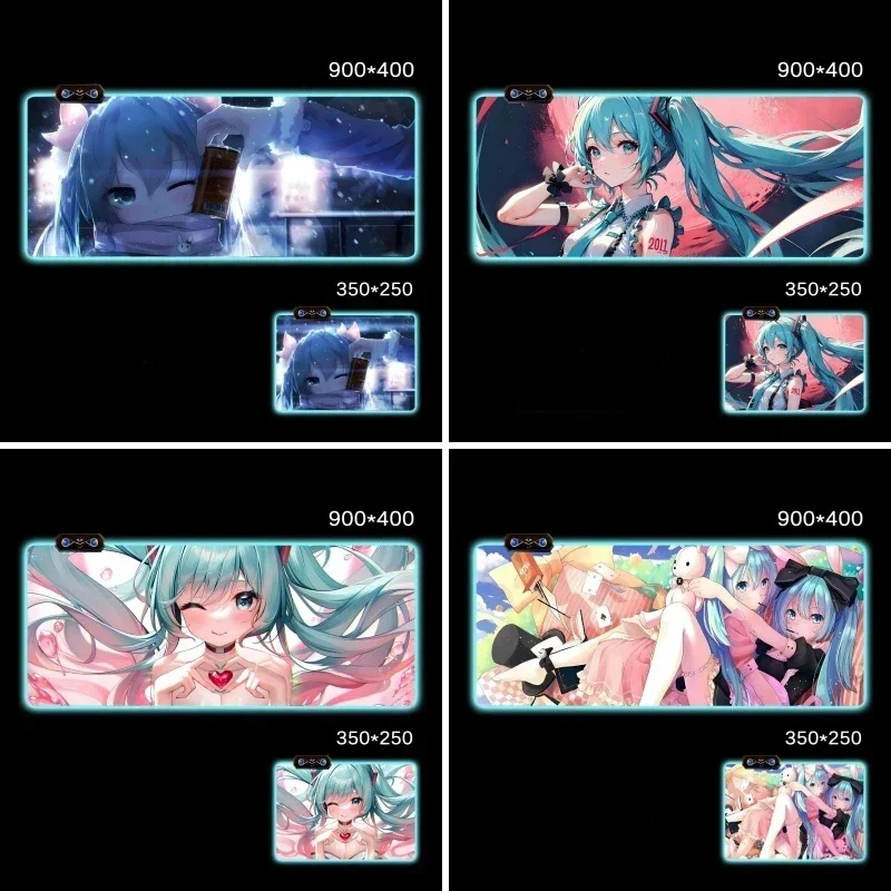 Kawaii Hatsune Miku Luminous Mouse Pad Anime Cute Cartoon Sweet Girl Office Play Game Keyboard Desk Pad Creative Harajuku Y2k