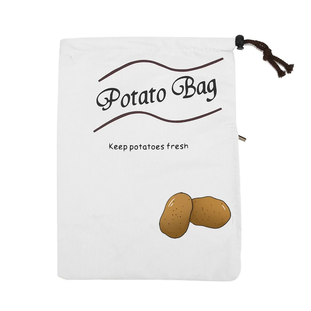 

Reusable Onion Potatoes Drawstring Storage Bag Canvas Side Zipper Vegetable Fruit Organizer Keep Fresh Washable Garlic Keeper