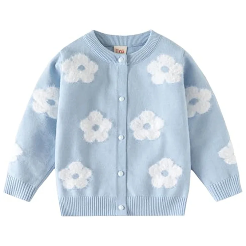 Little Hand Girls Cute Cardigan Kids Button Up Sweater Knit Jacket Long Sleeve Crew Neck Kawaii Clothes Casual School Wear 3-7T