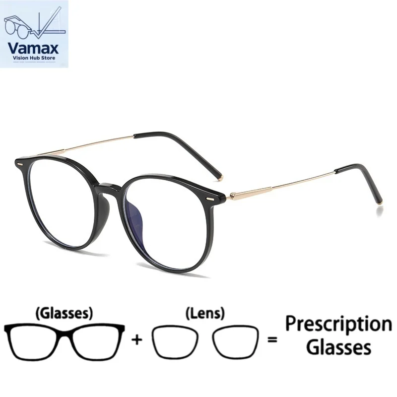 

Vamax New Korean Style Clear Eyeglass Frames Female No Makeup Fashion Blue Light Blocking Prescription Ready