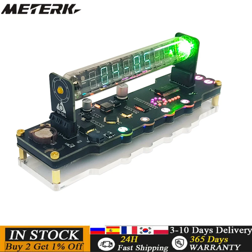 Digital Color Screen Quasi Nixie Tube Clock Desktop Electronic Time Temperature Glow Tube Alarm Clock Novel Birthday Gift