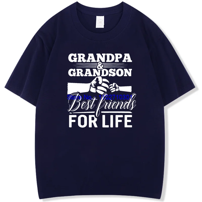 الجد والحفيد أفضل أصدقاء مدى الحياة القطن قصير الأكمام تي شيرت مضحك هدية عيد الأب للجنسين س الرقبة طباعة تي شيرت