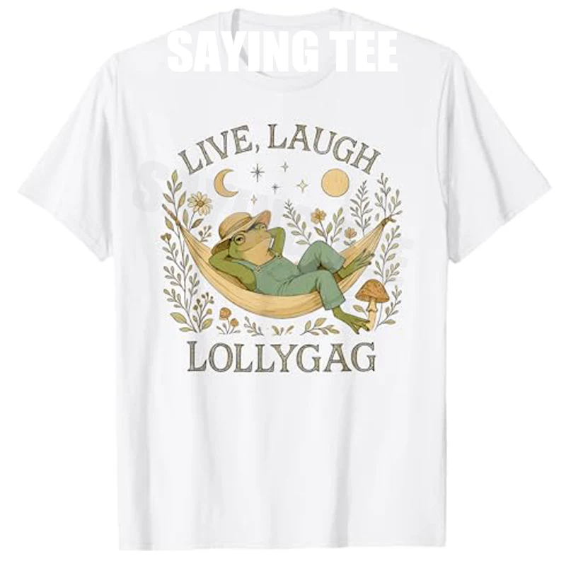 

Live Laugh Lollygag,Funny Cowboy Frog Cottage Core T-Shirt Y2k Aesthetic Clothes Fashion Lollygagging Society Graphic Saying Tee