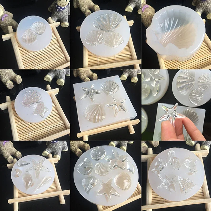 Spiegeloberfläche Ozean-Serie Silikonformen DIY Epoxid-Schmuck Seestern Muschel Kristall Kerzenherstellung Form Handgefertigte Dekorationen
