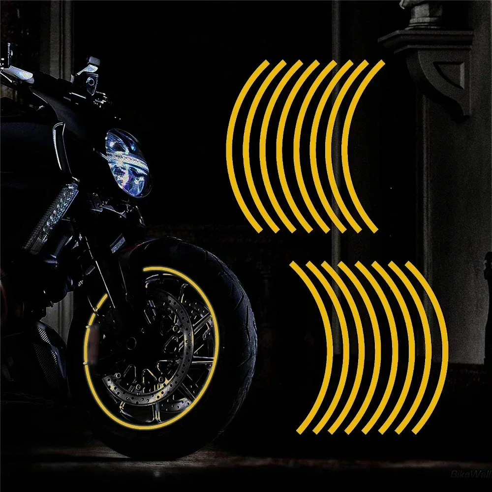 16 Strips Reflective Motocross Bike Car Motorcycle Wheel Stickers and Decals 17/18 Inch Reflective Rim Tape Wheel Tire Stickers