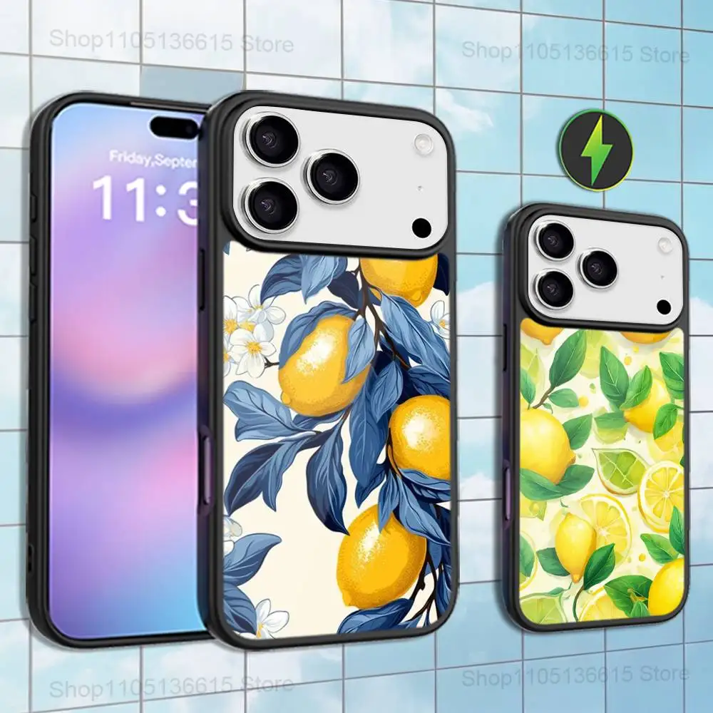 

Painting Art lemon Fruit Case For iPhone 16,15,17,14,13,12,11,Pro,Max,Plus,Air Mini,Magsafe,Magnetic Wireless Charging Case