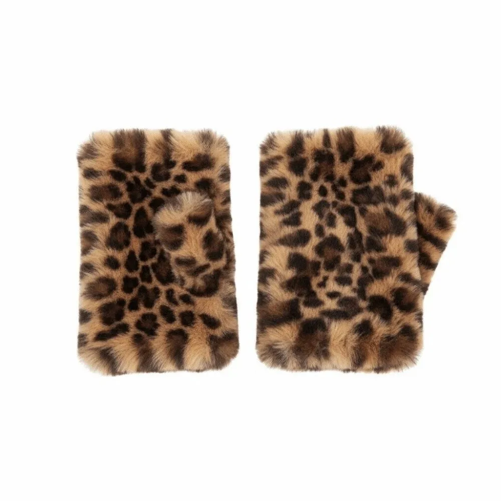 Thickened Fingerless Furry Gloves Fleece Lined Elastic Cuff Faux Fur Handwarmer Chic Fluffy Texture Half Finger Mittens Students