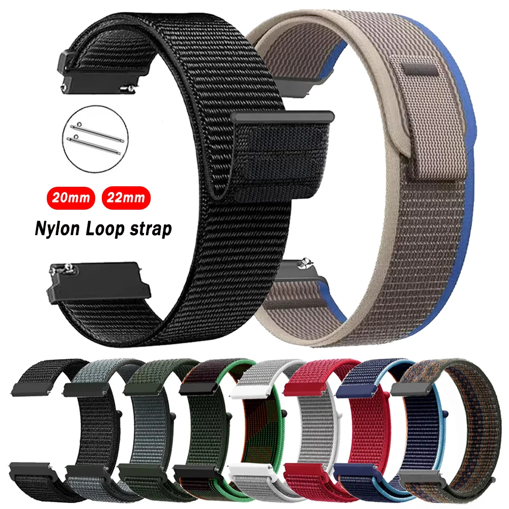 20 mm 22 mm Nylon-Schlaufenband für Garmin Forerunner 265 255 570/Venu 3 2 sq/Active 6 5/Vivoactive 6 für Huami AMAZFIT BIP 6 5 Bänder