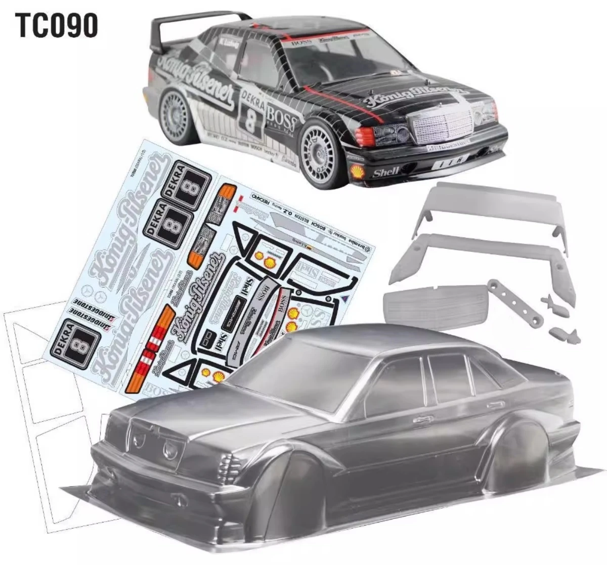 

1:10 190E Clear RC Body shell for RC Racing Car Chassis (257mm wheelbase) Tamiya tt01 tt02 Kyosho Yokomo Hsp
