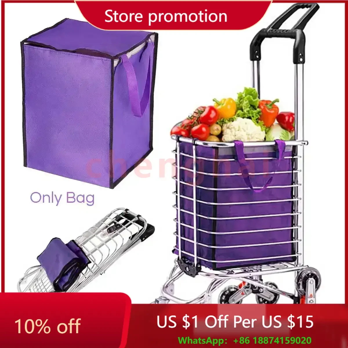 

Shopping Trolley Bag Portable Folable Tote Bag Shopping Cart Grocery Bags With Wheels Rolling Grocery Cart Shopping Organizer