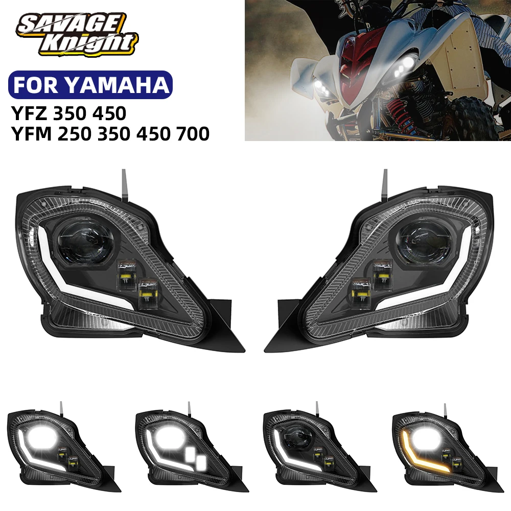 For YAMAHA YFZ 350 450 YFM 250 350 450 700 LED Headlight High Low Beam DRL Turn Signal E24 High Brightness Headlights Assembly