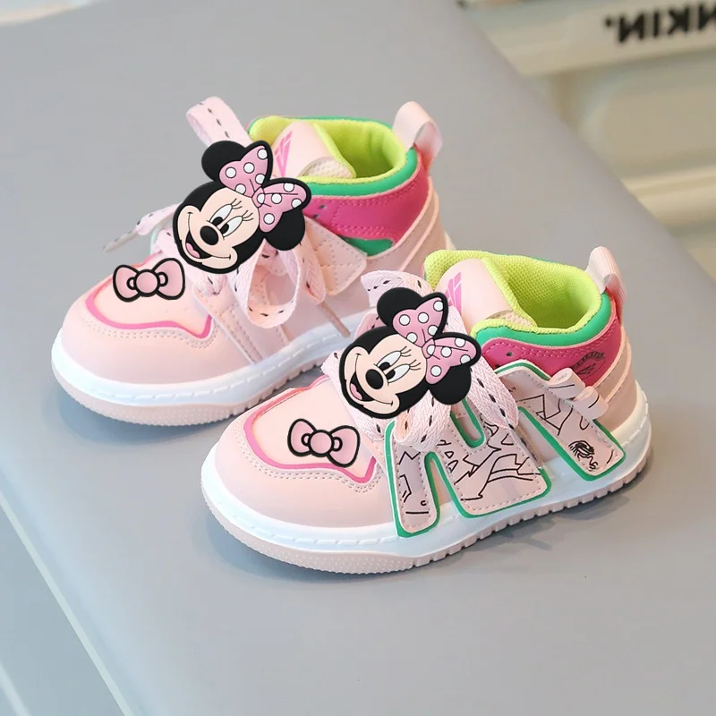 

Disney Mickey Mouse Kids Sneakers Spring & Autumn Boys Casual Shoes High Top Fashion Girls Board Shoes Soft Sole Baby