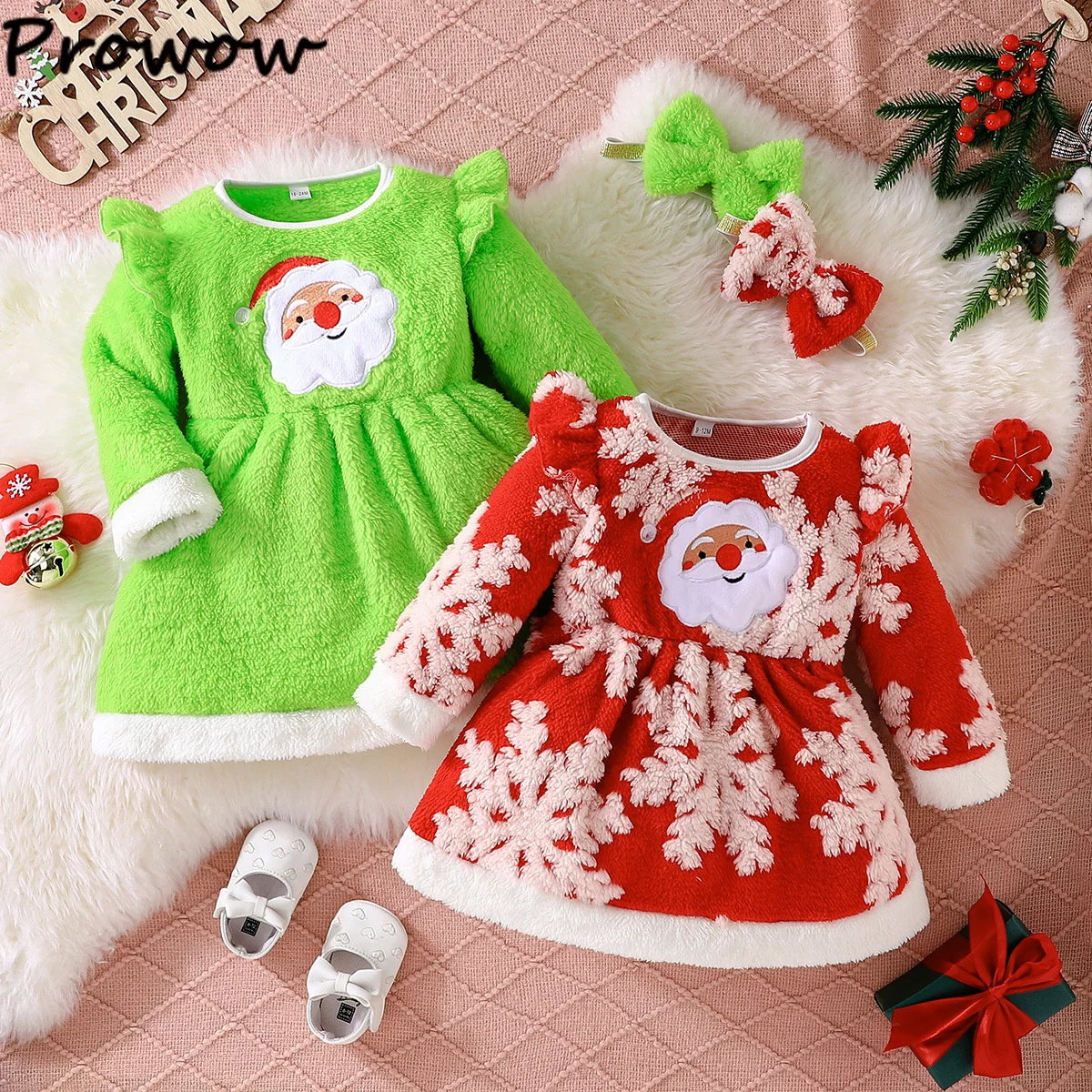 

Low Price Cheap Clothes Children's Christmas Dresses For Girls Embroidery Santa Claus Fleece Warm Dress New Year Baby Costumes