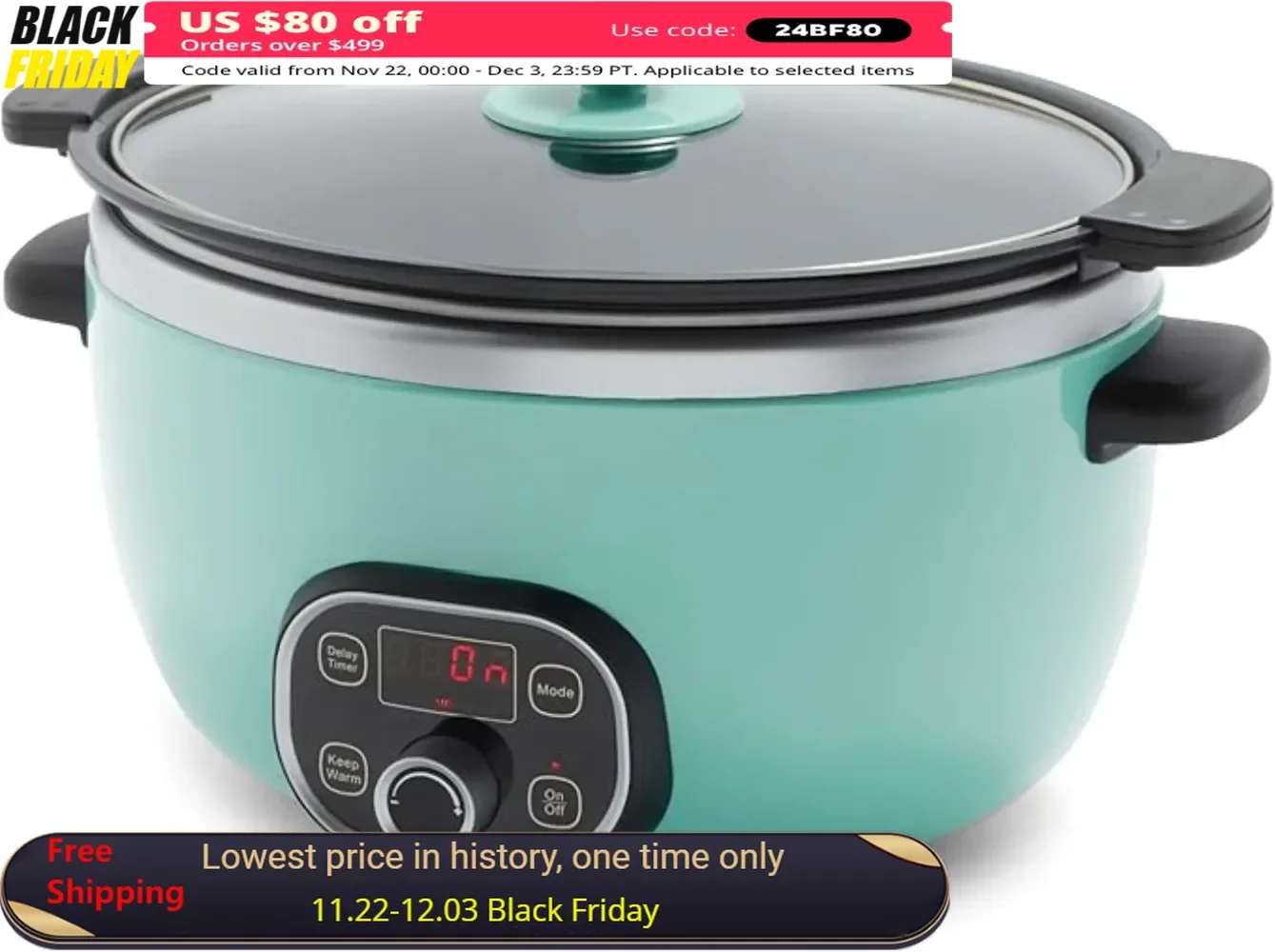 

6QT Programmable Slow Cooker, Removable Nonstick Pot, Keep Warm & Digital Timer, Dishwasher Safe Glass Lid & Crock, Slow Cookers