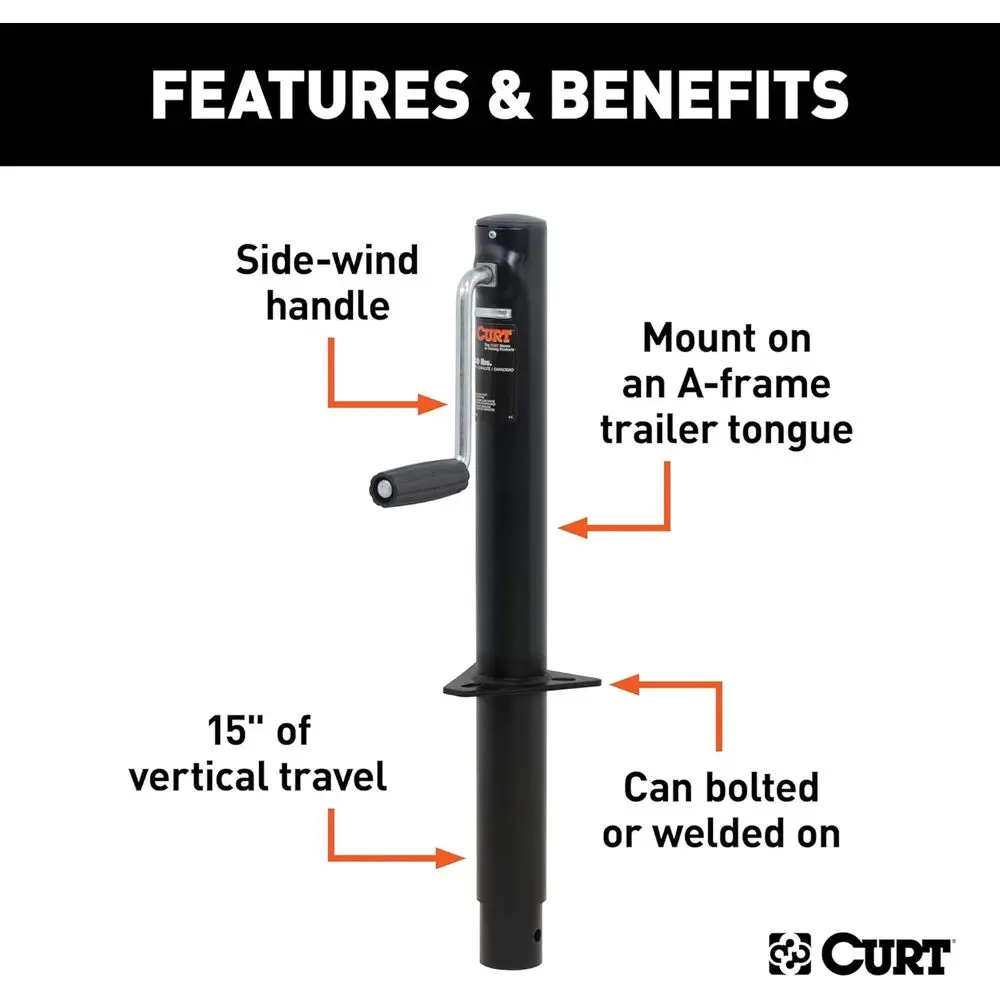 28204 A-Frame Trailer Jack, 3,000 lbs. Support Capacity, 15 Inches Vertical Travel