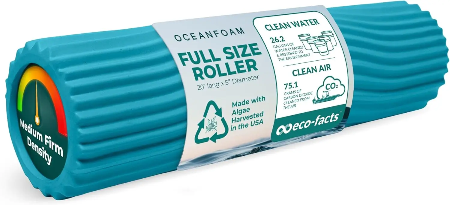 

Firm High-Density Foam Roller for Back Pain Relief and Stretching, 20" x 5", Wide Wave Texture