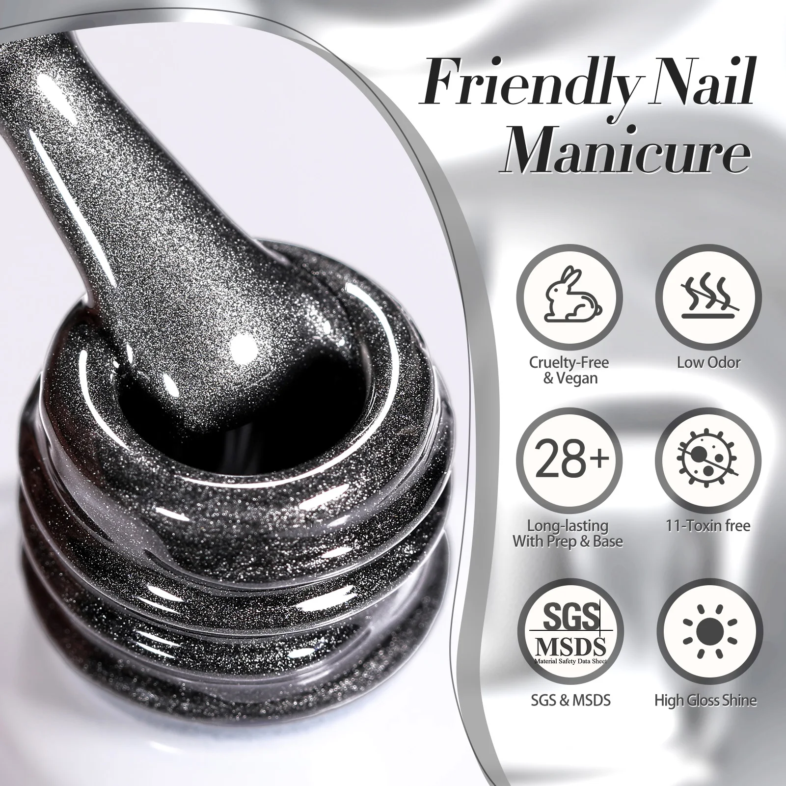 BORN PRETTY 15ML สีดําแก้วแมวแม่เหล็กเจลเล็บ Jelly แก้วโปร่งแสง SHEER Magnetic GEL Salon DIY ที่บ้าน