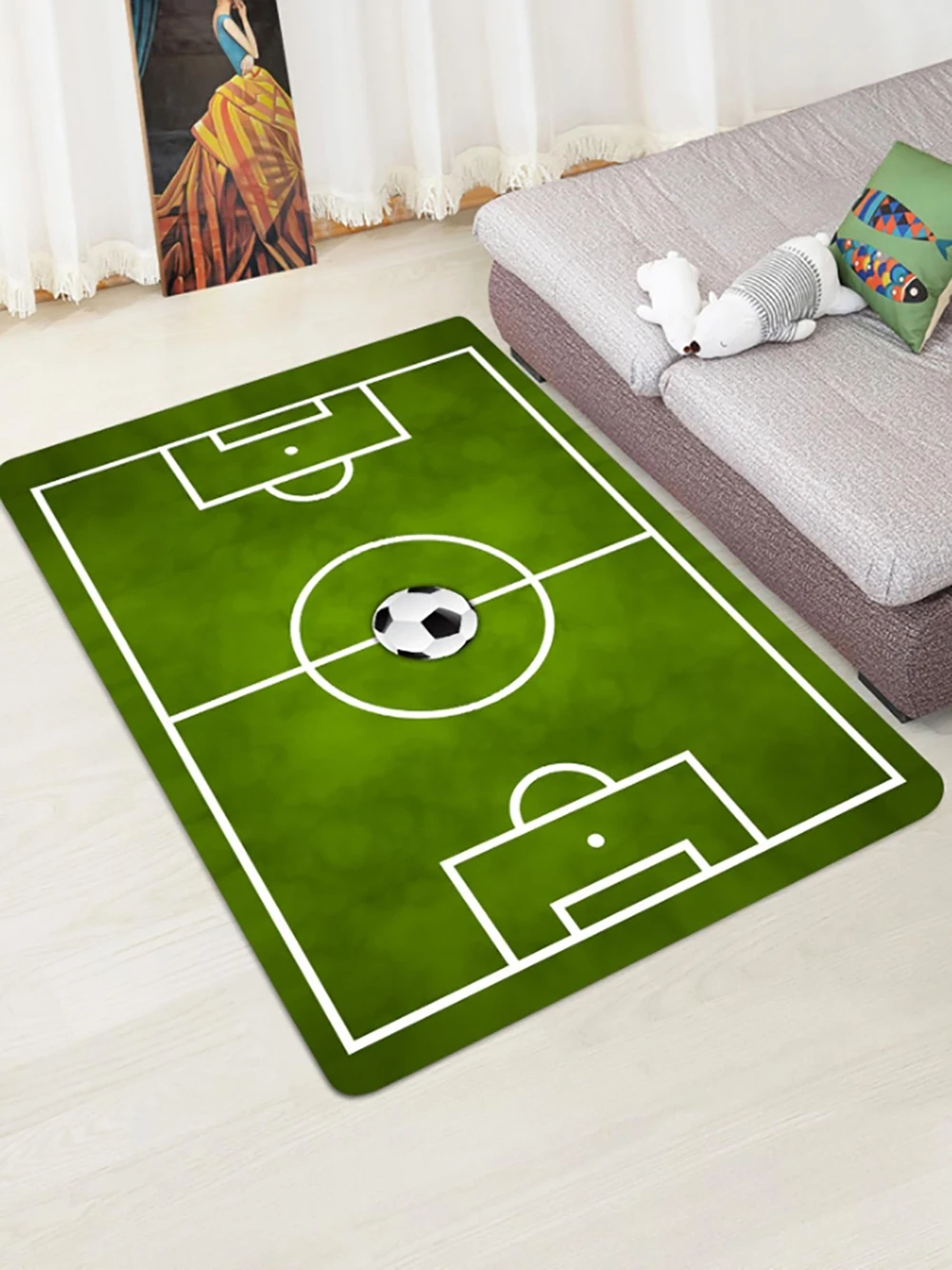 

Football Field Pattern Anti-Slip Rug ,Room Decor Carpet Suitable For Hotel Lobby Hostel Restaurant Bedroom Living Room