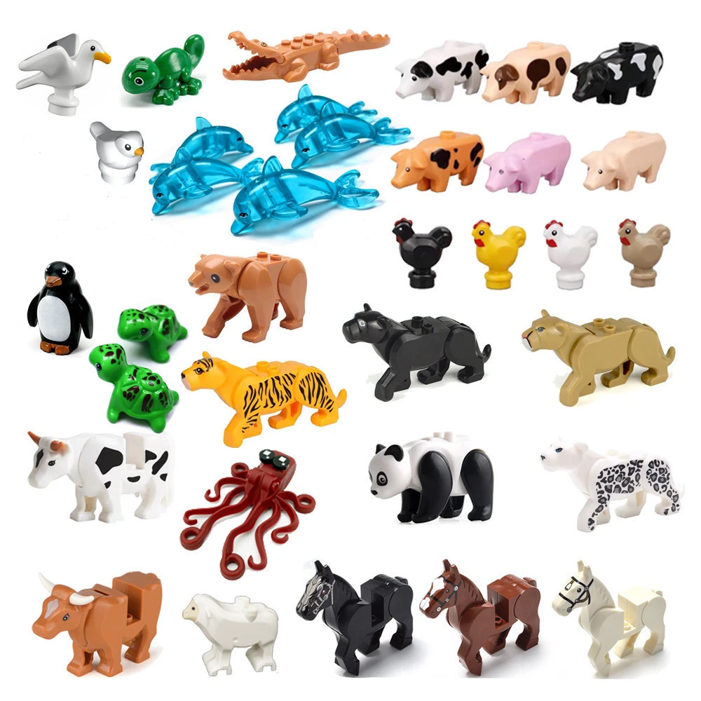 Compatible Mini Animals Building Blocks for Children MOC Turtles Bird Dolphin Fish Model Building Blocks Bricks Kids DIY Toys