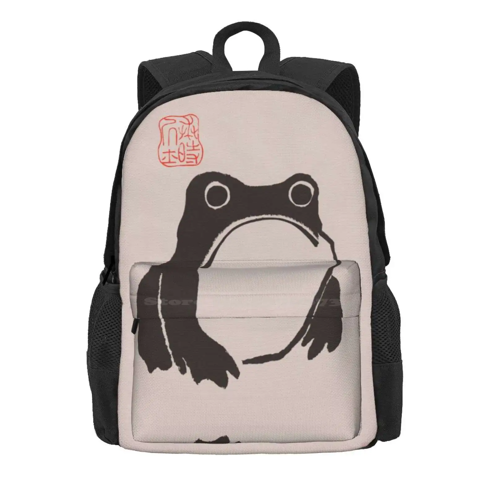 Matsumoto Hoji Frog Art Vintage Japanese Woodblock Artwork Hot Sale Schoolbag Backpack Fashion Bags Japanese Vintage Matsumoto